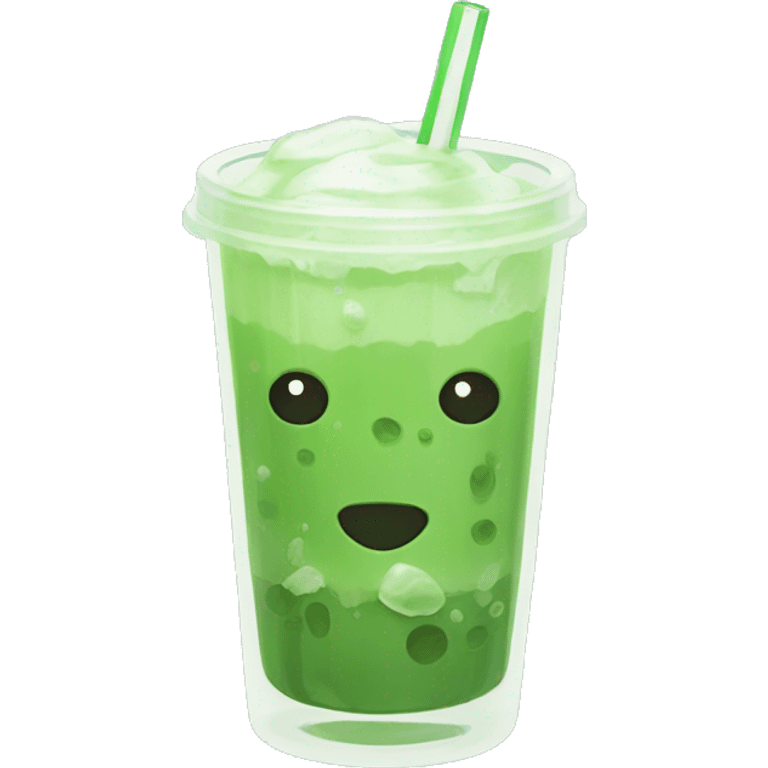 Iced Matcha with Late Art in an aesthetic glas  emoji