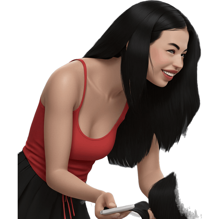 smiling girl with black hair emoji