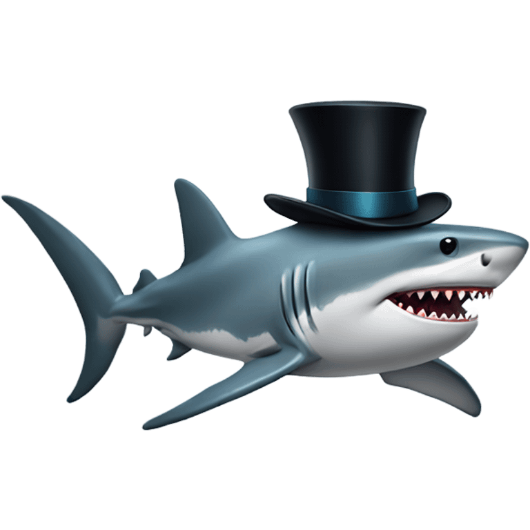 Shark with a top hat emoji