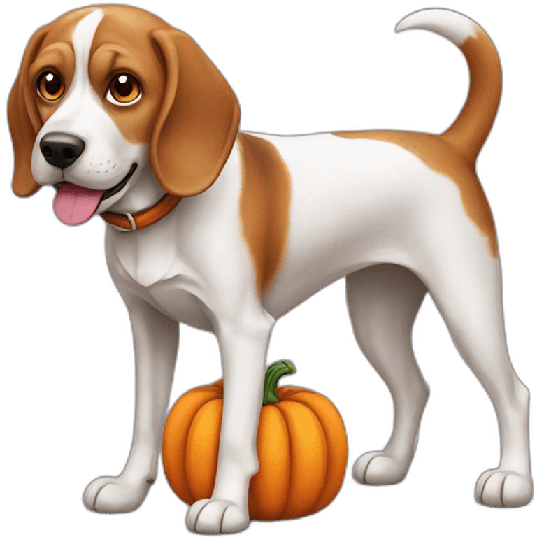 old beagle dog with pumpkin emoji