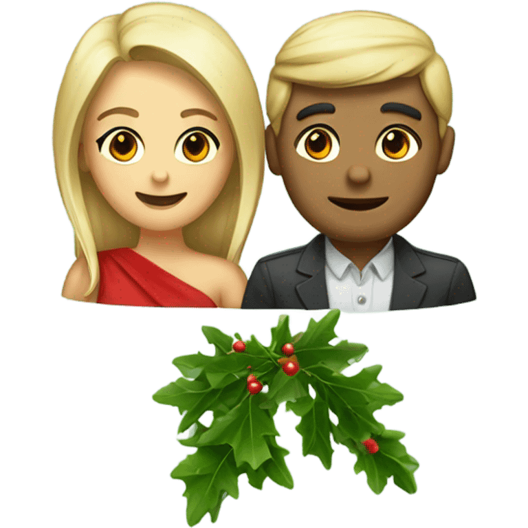 Mistletoe and couple emoji