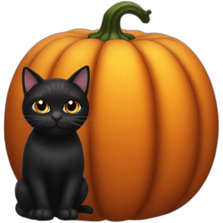 black cat in a pumpkin emoji