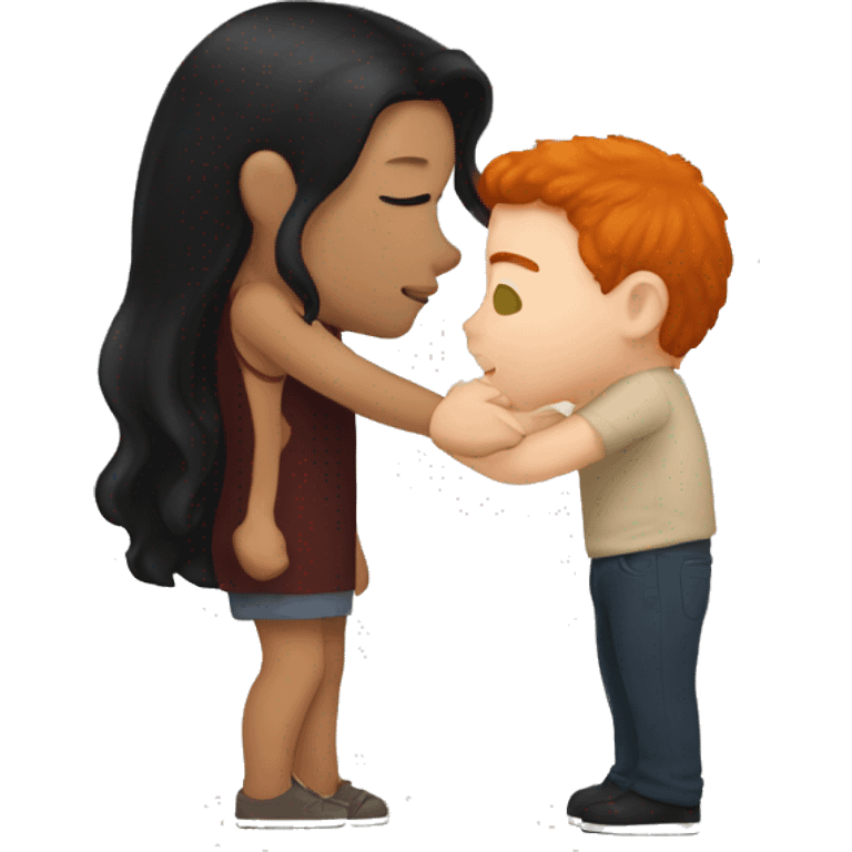 redhead kissing her boyfriend with black Hair emoji