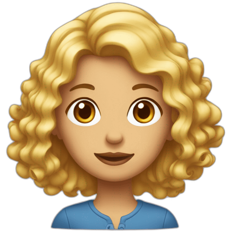 Fille avec des cheveux ondulés emoji