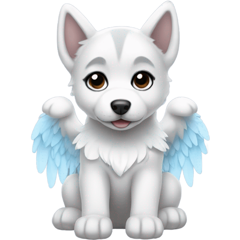 A husky puppy with angel wings emoji