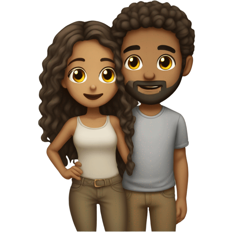 Lightskin bearded boy kissing Brownskin girl emoji