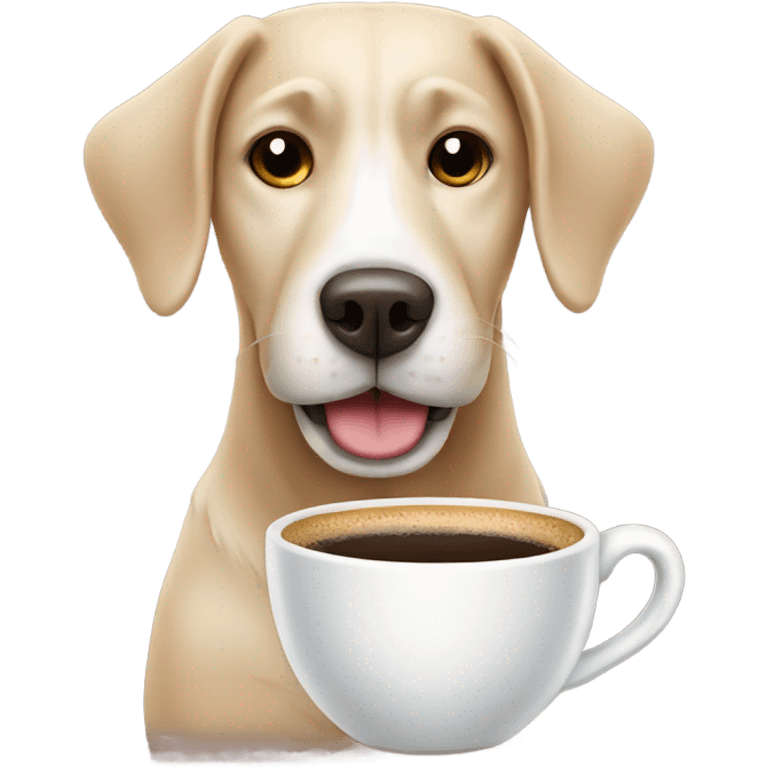 Dog with coffee cup good morning  emoji