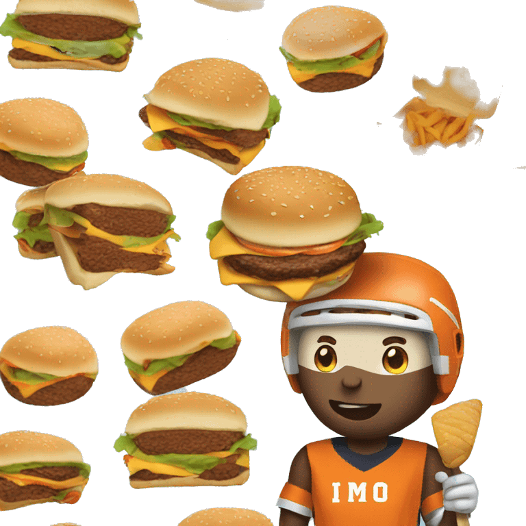 Lacrosse player eating a burger emoji