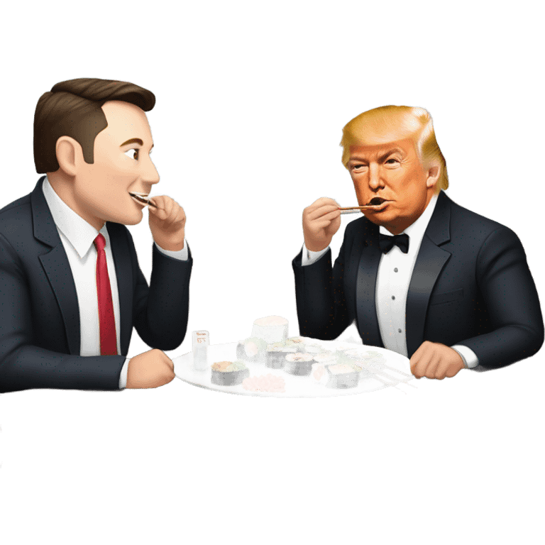 Elon and trump eating sushi emoji