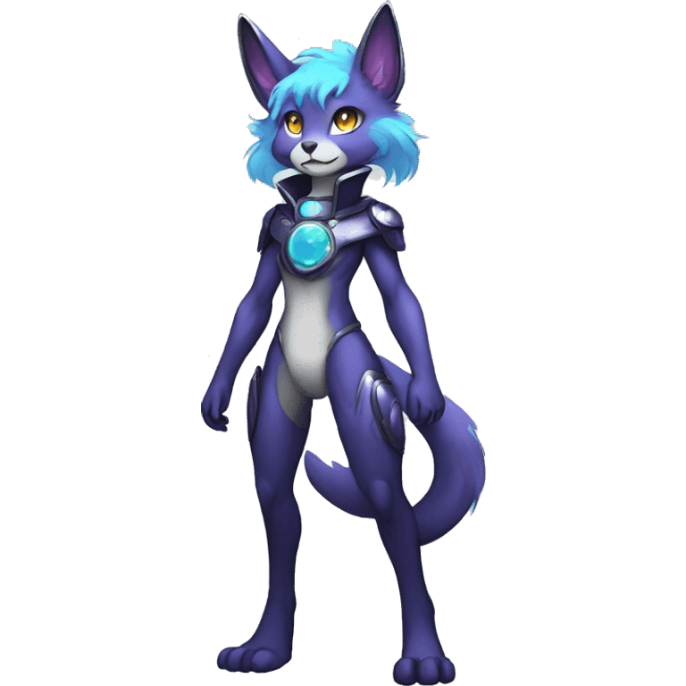 Shiny Anthro Sona Fakemon Nebula with a collar Full Body emoji