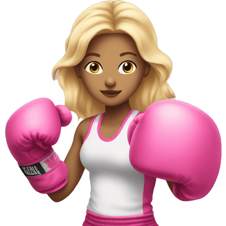 blonde girl wearing pink boxing gloves emoji