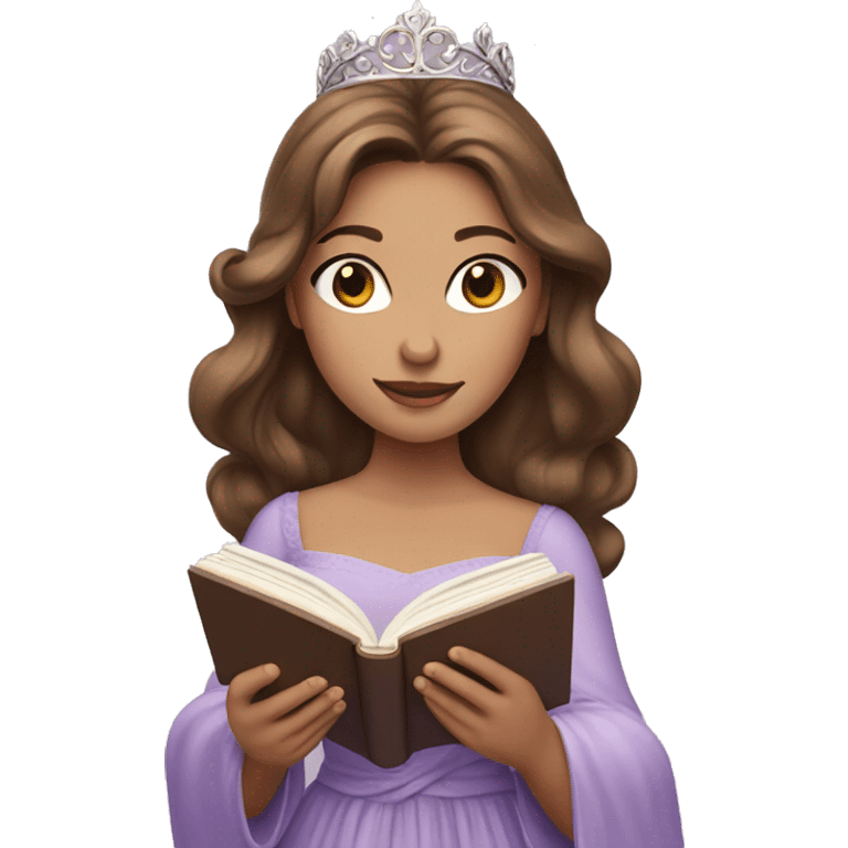 Reading Princess with Brown hair and lilac gown  emoji