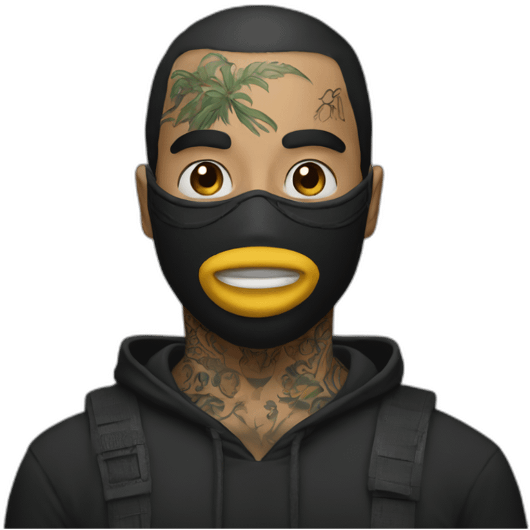 masked man with tattoos emoji