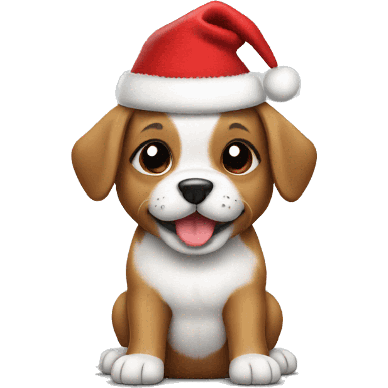 Puppy with Christmas hat emoji