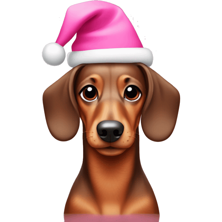 Dachshund with a pink Christmas hat  emoji