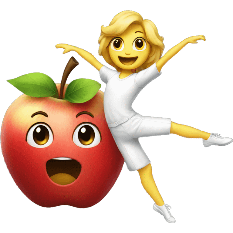 A dancing apple emoji