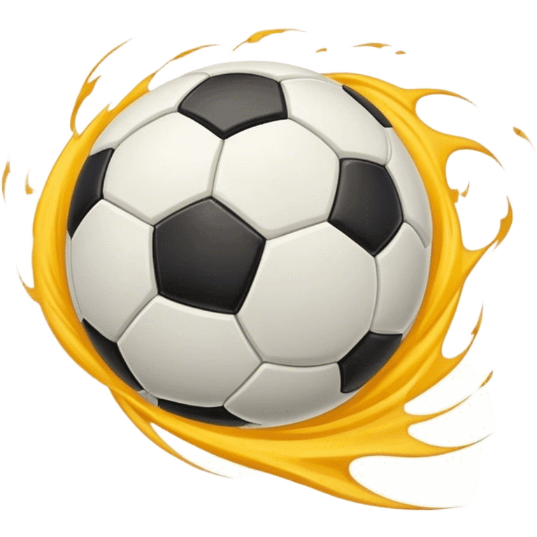 Cinematic Realistic image of a soccer ball soaring through the air, capturing dynamic motion and finely detailed textures with a dramatic, high-energy lighting that evokes the thrill of the game emoji