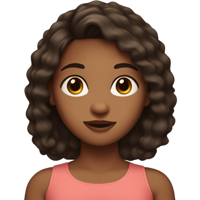 girl with dark brown hair, brown skin and brown eyes emoji