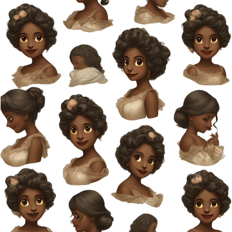 Brown skin girl Vintage rococo emoji