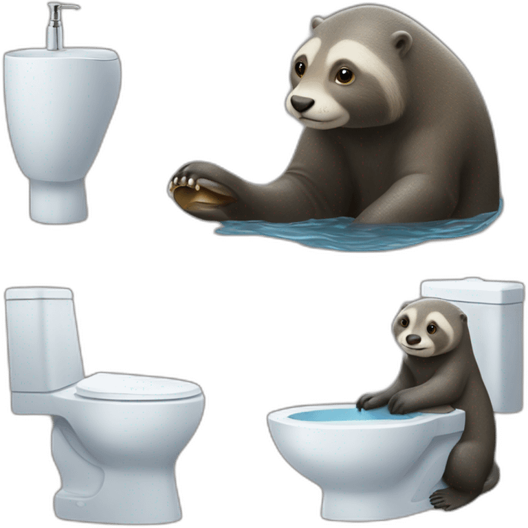 Loutre sur un éléphant qui est au toilette emoji