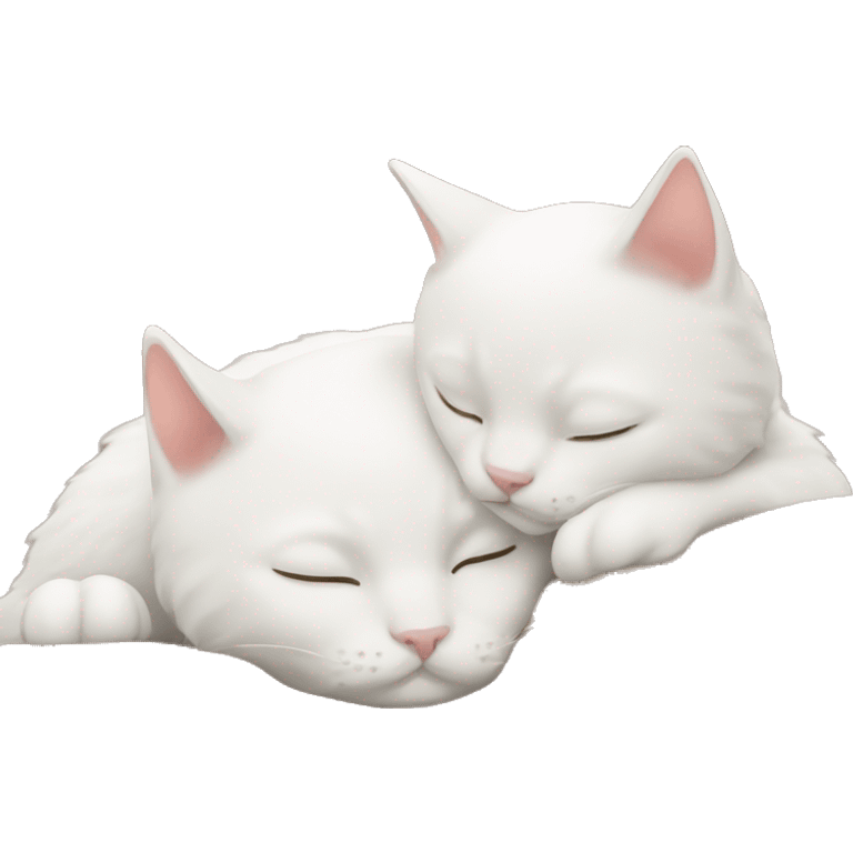 Two white cats sleeping and hugging each other  emoji