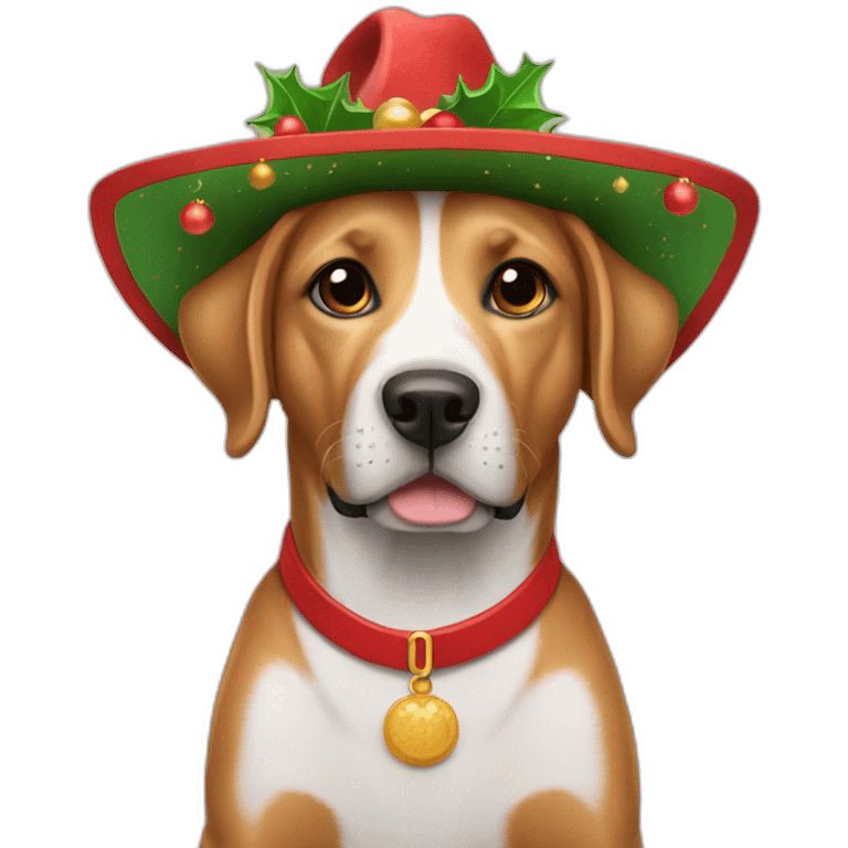 Perro con sombrero de navidad  emoji