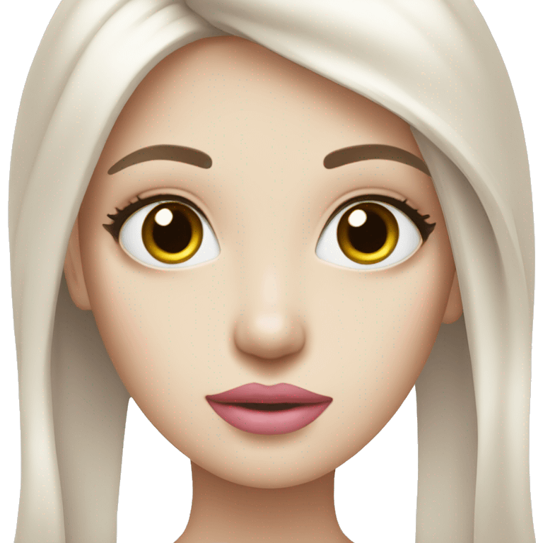 Girl with very Long lashes, white skin and pink lips emoji