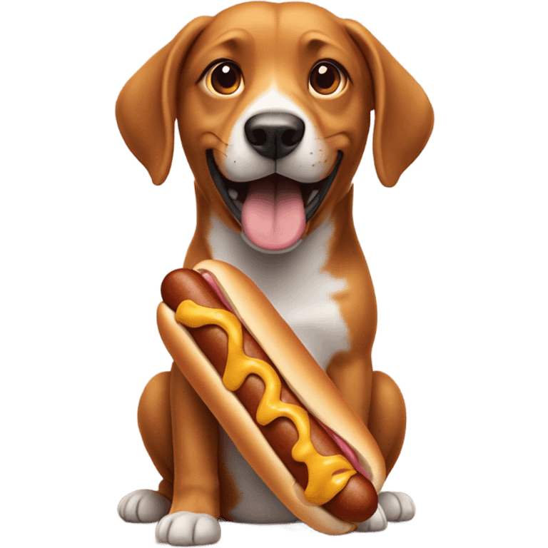 dog eating a hot dog emoji