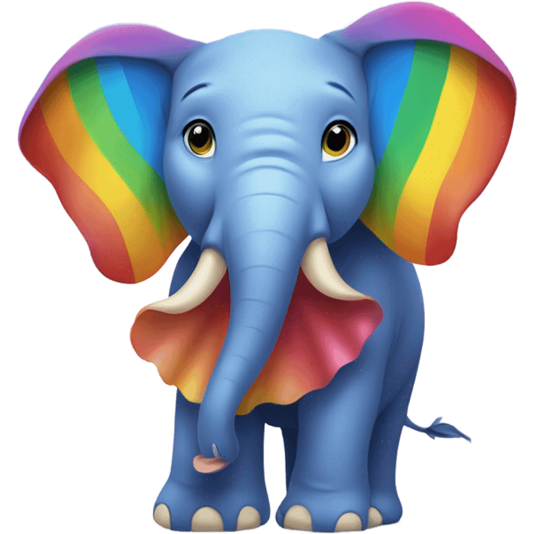 Rainbow elephant fanning duck with its ears emoji