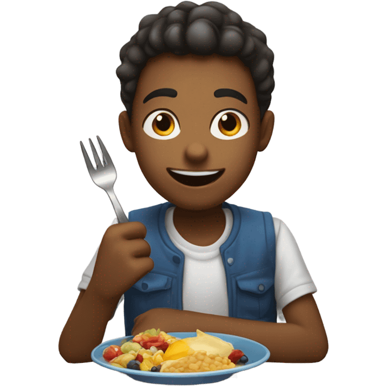 A boy eating food emoji