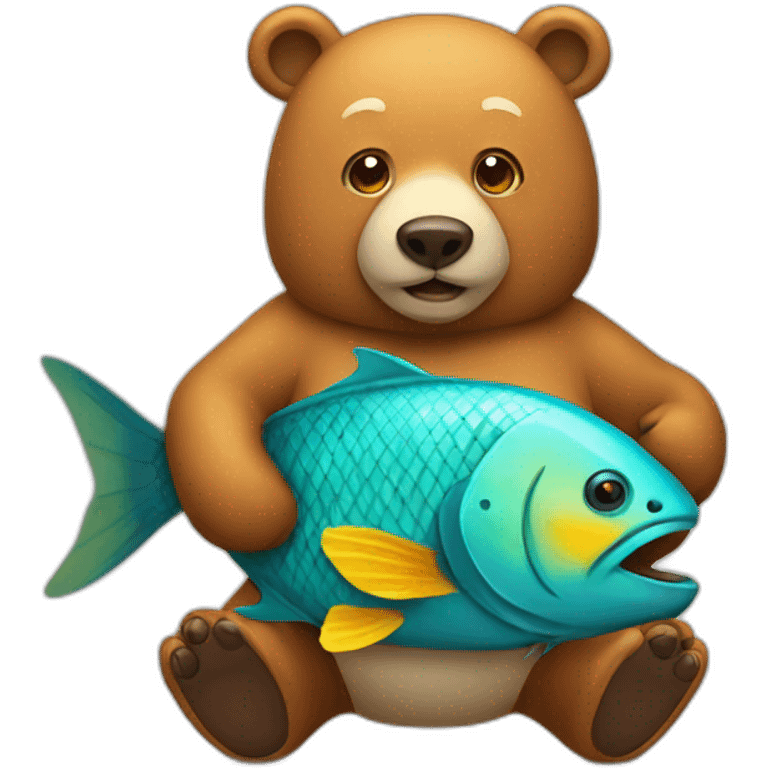 bear wearing fish costume emoji