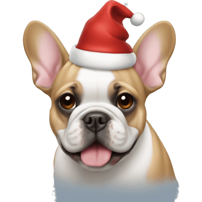 Frenchie with Santa hat emoji