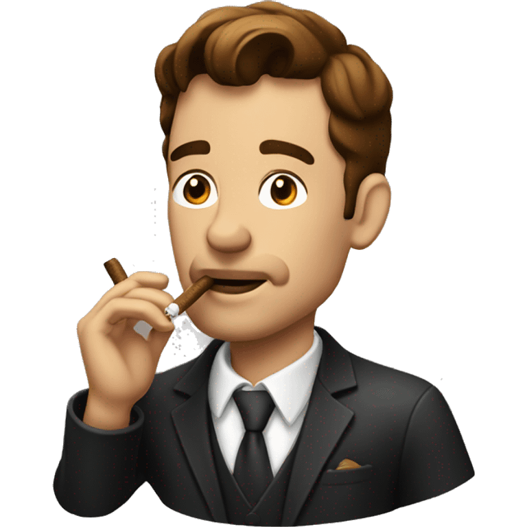 Man with brown hair smoking cigar emoji