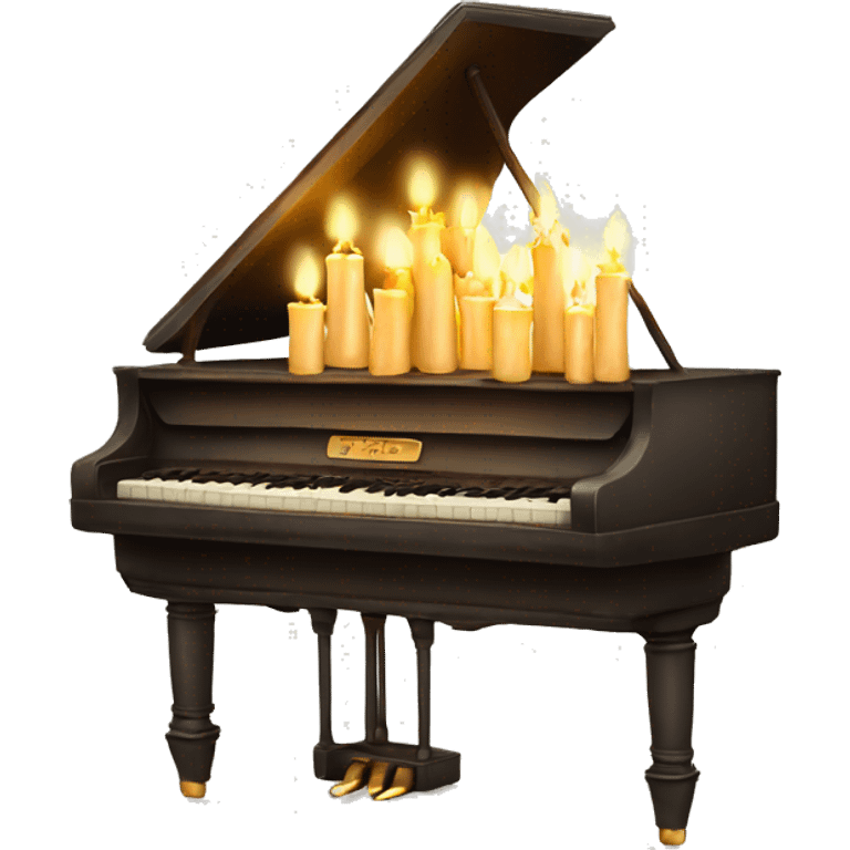 vintage piano with melted candles on top emoji