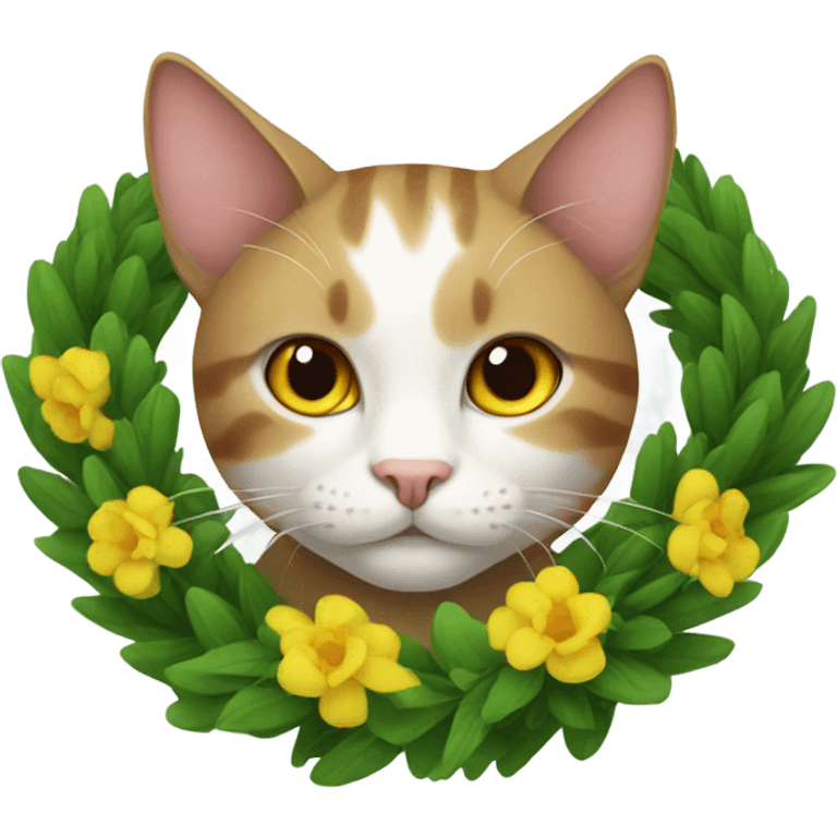 Cat with ukrainian wreath  emoji