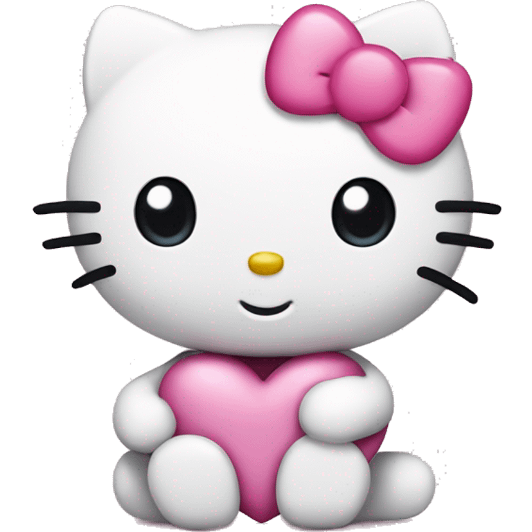 Hello kitty with pink heart emoji