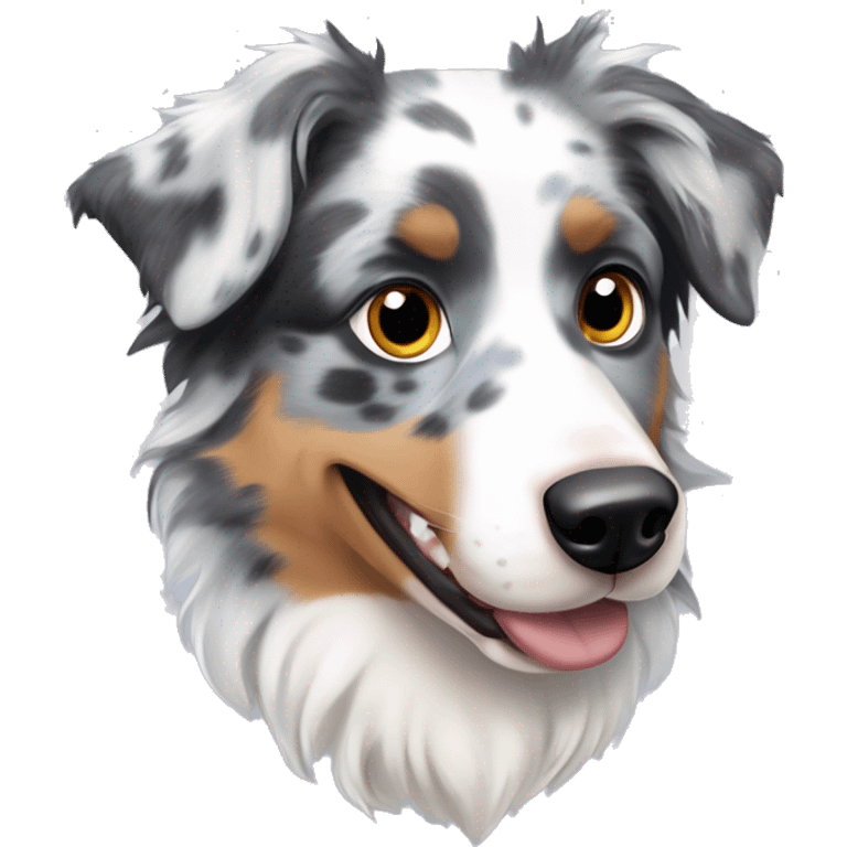 Blue Merle Mini Australian Shepherd with eyes of different color  emoji