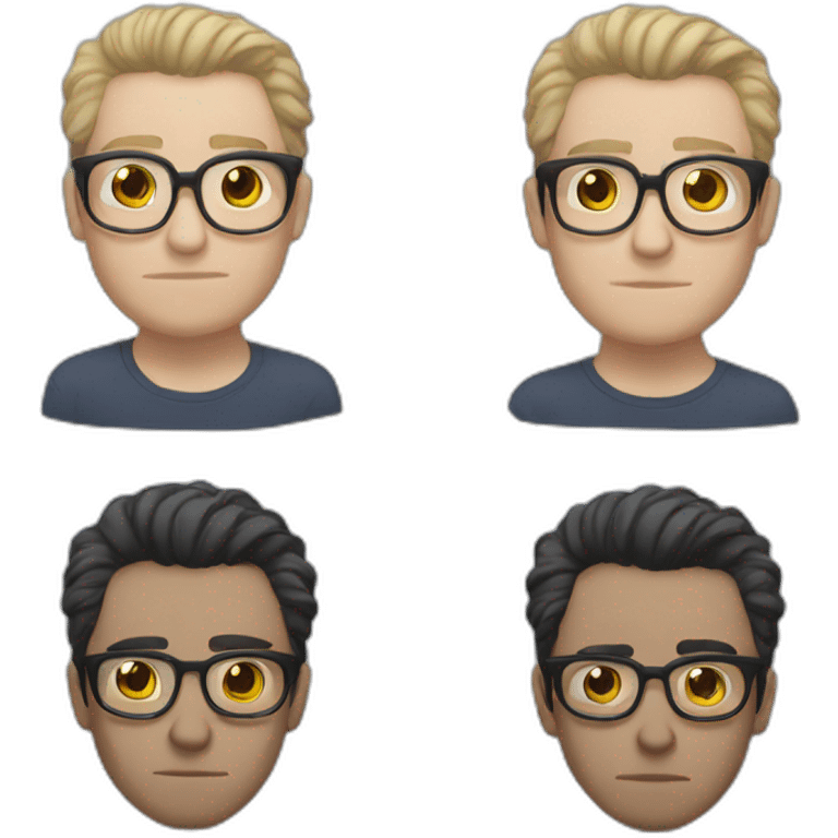 hopeless white man and black Sparse hair with glasses emoji