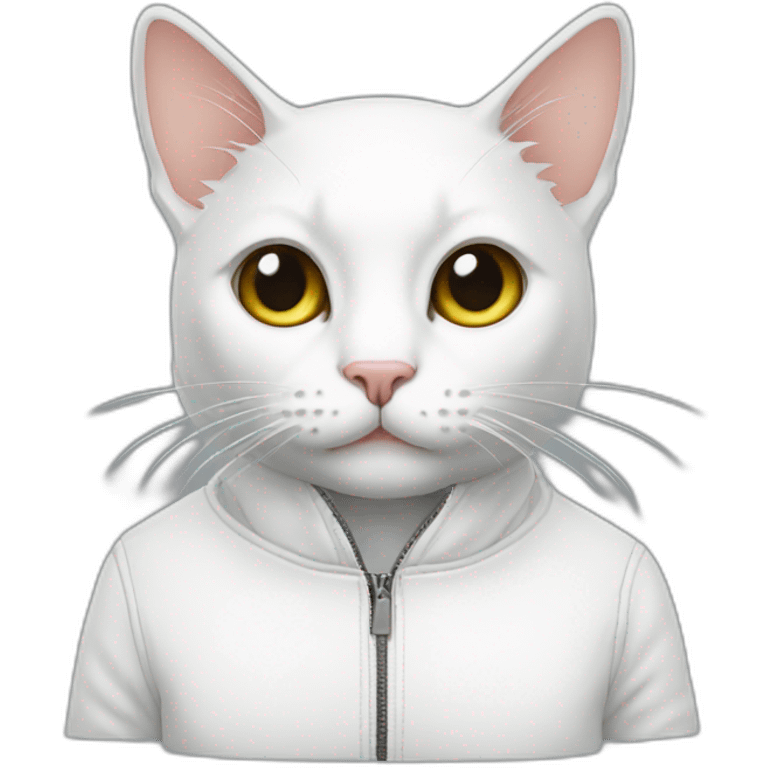 Cat white a Jacket  emoji