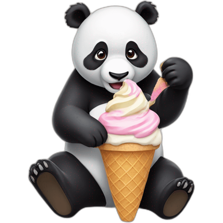 Panda eating ice cream emoji