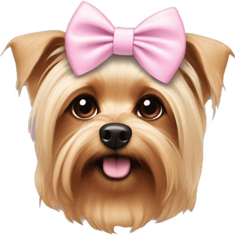 Light pink bow on a Yorkshire terrior dog  emoji