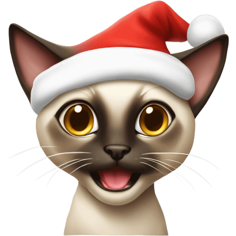 Siamese cat with Santa hat running emoji