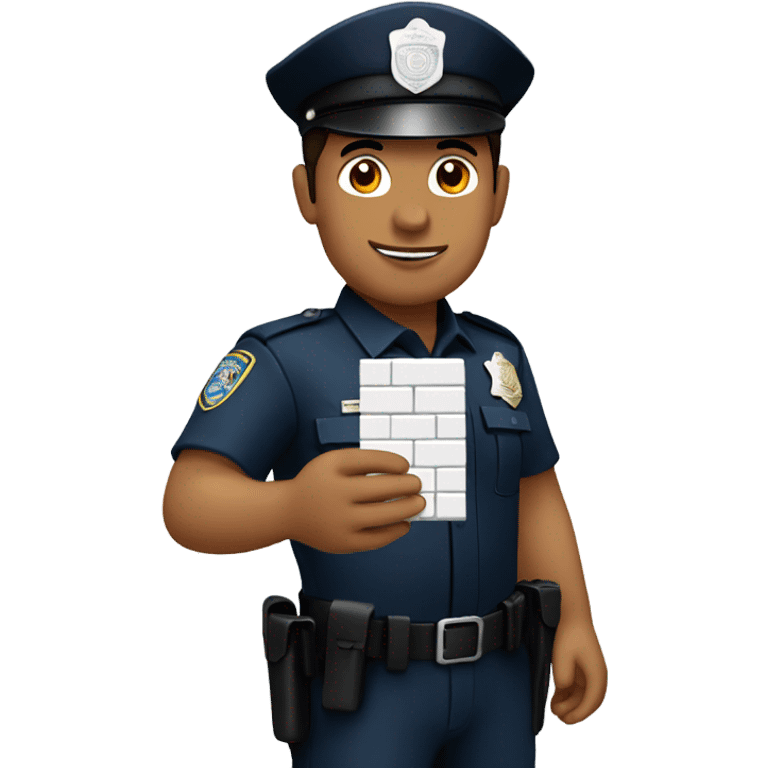 hispanic police holding a white brick emoji