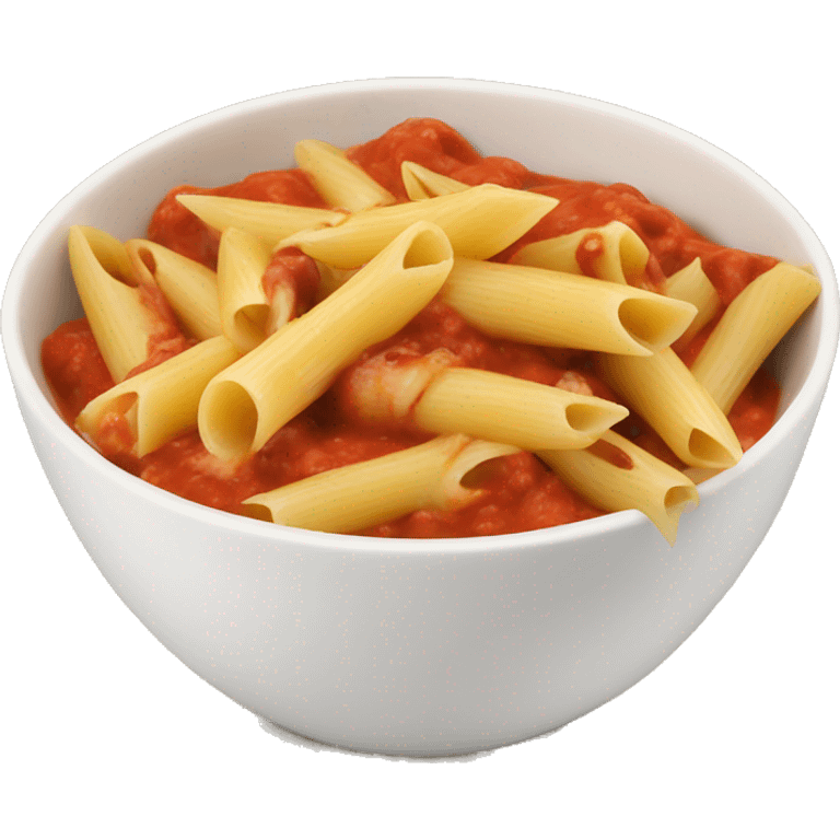 penne with red sauce in a bowl with mushroom pieces  emoji