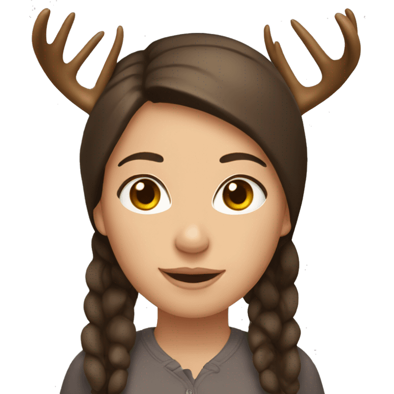 brunette girl with deer antlers  emoji