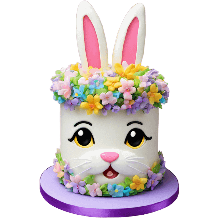 beautifully decorated 2 tier Easter bunny cake emoji