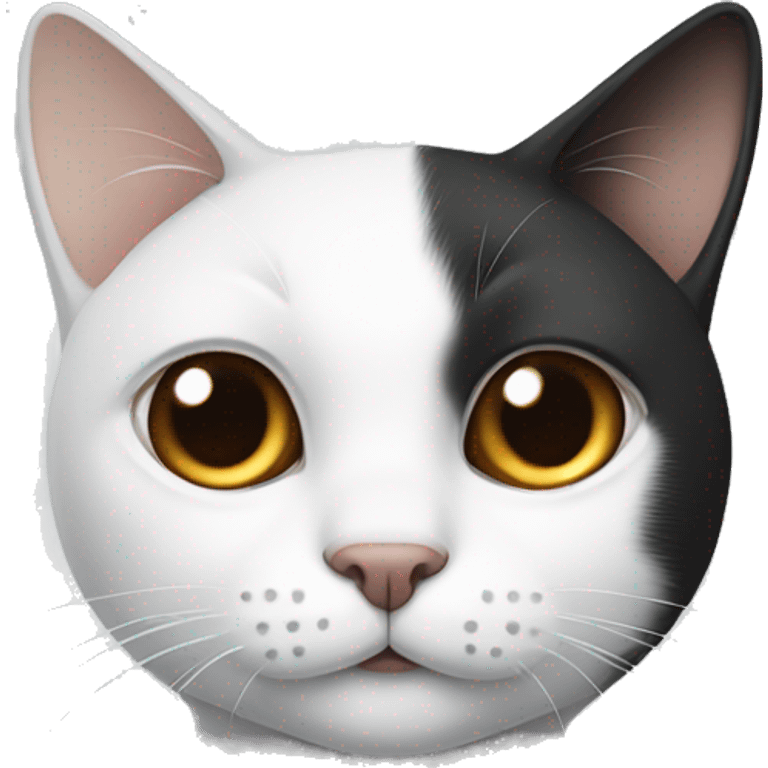 White cat with left black ear and right brown ear  emoji