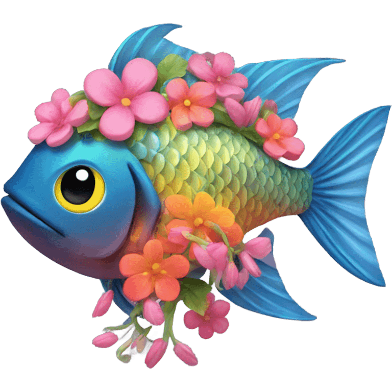 Fish with flowers emoji