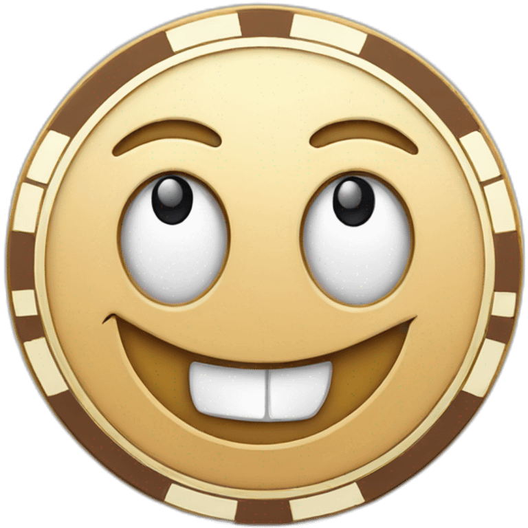 a casino chip with cartoon face emoji