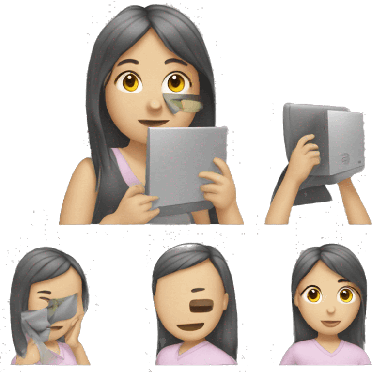 girl using compute emoji